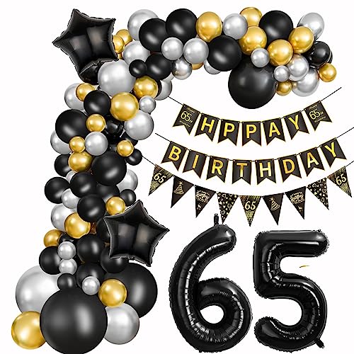 65. Geburtstag Dekoration Frauen Deko 65. Geburtstag Mann Luftballon 65. Geburtstag Gold Schwarz Silber Geburtstag 65 Jahre Mann Ballon Girland 65 Geburtstag Frau Mann 65. Geburtstag Dekorationen von Crazy-M