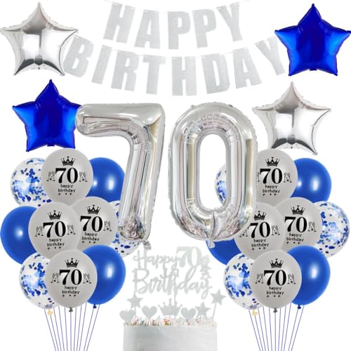 70 Geburtstag Deko Blau Silber 70. Geburtstag Marineblau Silber Mann Party Deko, Silber Blau Luftballons 70. Geburtstag Blau Silber Geburtstagsdeko 70 Jahre Mann Marineblau Silber 70. Ballon von Crazy-M