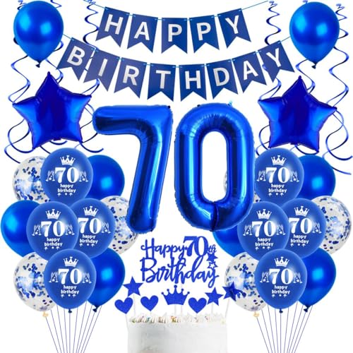 70. Geburtstag Dekoration Mann Marineblau, Luftballons 70 Geburtstag Blau, Deko 70. Geburtstag Manner, Marineblau Ballons für Mann Party Deko, Blau Tortendeko Geburtstag 70 Jahre Mann Party Deko von Crazy-M