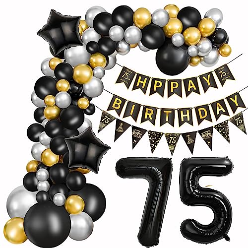 75. Geburtstag Dekoration Frauen Deko 75. Geburtstag Mann Luftballon 75. Geburtstag Gold Schwarz Silber Geburtstag 75 Jahre Mann Ballon Girland 75 Geburtstag Frau Mann 75. Geburtstag Dekorationen von Crazy-M