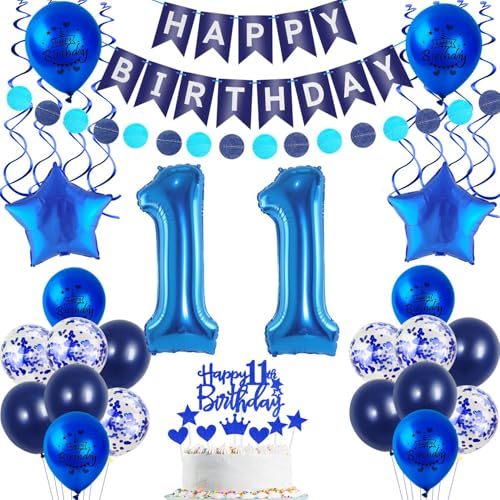 Deko 11. geburtstag Junge luftballon blau tortendeko 11 geburtstag Junge deko geschenk für 11. Geburtstag Junge blau Geburtstagsdeko 11 jahre Junge geburtstags deko ballon 11 Geburtstag Deko Junge von Crazy-M