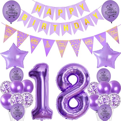 Deko 18. geburtstag mädchen lila luftballon 18 geburtstag mädchen deko geschenk für 18. geburtstag mädchen lila geburtstagsdeko 18 jahre mädchen violett ballon 18 geburtstag mädchen dekoration von Crazy-M