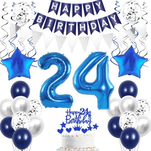 Deko 24. geburtstag mann luftballon silber blau tortendeko 24 geburtstag mann deko ballon 24. Geburtstag mann blau Geburtstagsdeko 24 jahre mann geburtstag deko luftballon 24 geburtstag deko männer von Crazy-M