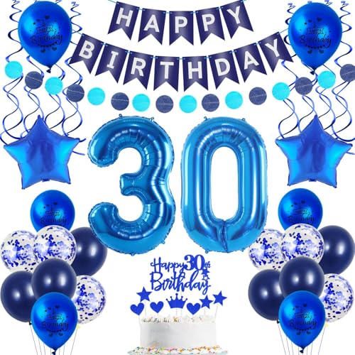 Deko 30. geburtstag mann luftballon blau tortendeko 30 geburtstag mann deko geschenk für 30. Geburtstag mann blau Geburtstagsdeko 30 jahre mann geburtstags deko ballon 30 Geburtstag Deko Männer von Crazy-M