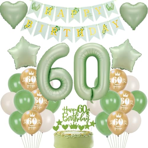 Deko 60 Geburtstag Frau Mann, Avocado Grüne Gold Geburtstagsdeko 60 Frau Mann, Grün Luftballon 60. Geburtstagsdeko, 60 Jahr Grün Frau Mann Deko, Grüner 60. Geburtstag Party Dekorationen von Crazy-M