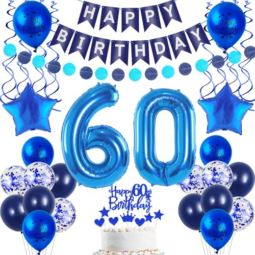 Deko 60. geburtstag mann luftballon blau tortendeko 60 geburtstag mann deko geschenk für 60. Geburtstag mann blau Geburtstagsdeko 60 jahre mann geburtstags deko ballon 60 Geburtstag Deko Männer von Crazy-M