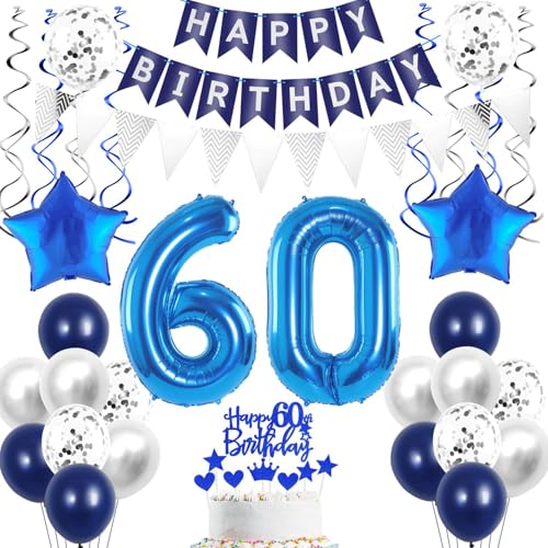 Deko 60. geburtstag mann luftballon silber blau tortendeko 60 geburtstag mann deko ballon 60. Geburtstag mann blau Geburtstagsdeko 60 jahre mann geburtstag deko luftballon 60 geburtstag deko männer von Crazy-M