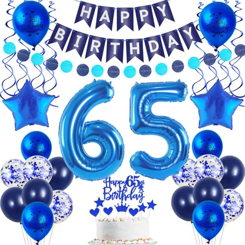 Deko 65. geburtstag mann luftballon blau tortendeko 65 geburtstag mann deko geschenk für 65. Geburtstag mann blau Geburtstagsdeko 65 jahre mann geburtstags deko ballon 65 Geburtstag Deko Männer von Crazy-M