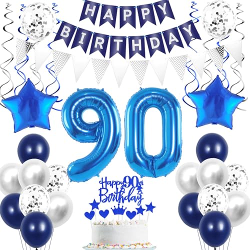 Deko 90. geburtstag mann luftballon silber blau tortendeko 90 geburtstag mann deko ballon 90. Geburtstag mann blau Geburtstagsdeko 90 jahre mann geburtstag deko luftballon 90 geburtstag deko männer von Crazy-M