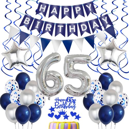 Geburtstagsdeko 65 Jahre Mann Blau 65. Geburtstag Mann Deko 65. Geburtstag Blau Silber Luftballons 65 Jahre Geburtstag Deko Männer 65 Ballon Blau Silber Luftballon 65. Geburtstag Party Deko von Crazy-M