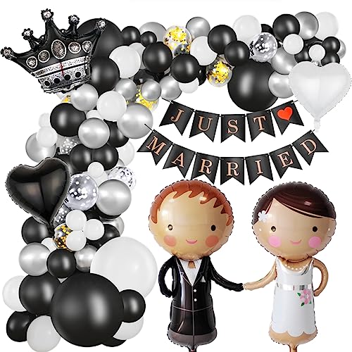 Hochzeits Deko Hochzeits Ballons Just Married Girlande Mr Mrs ballon Hochzeit Themenballon Luftballons Hochzeit Set für Hochzeitsfeier Verlobung Brautpaar Luftballon Girlande Ballons Bogen Hochzeit von Crazy-M