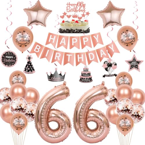 Luftballons 66 Geburtstag Deko frauen rosegold,ballon 66.Geburtstag deko für frauen,deko 66 Geburtstag frau 66.geburtstag deko frau Roségold Geburtstagsdeko 66 jahre frauen mädchen dekoration von Crazy-M