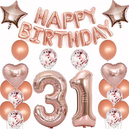 luftballons 31 jahre geburtstag deko rosegold frau,Geburtstagsdeko 31 Jahre frauen Dekoration rosegold folienballon 31. Geburtstag Deko frau happy birthday 31 jahre geburtstag ballon frauen(31) von Crazy-M