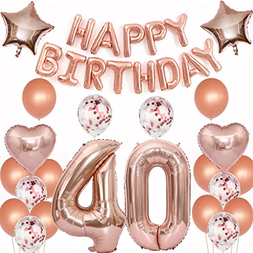 luftballons 40 jahre geburtstag deko rosegold frau,Geburtstagsdeko 40 Jahre frauen Dekoration rosegold folienballon 40. Geburtstag Deko frau happy birthday 40 jahre geburtstag ballon frauen(40) von Crazy-M