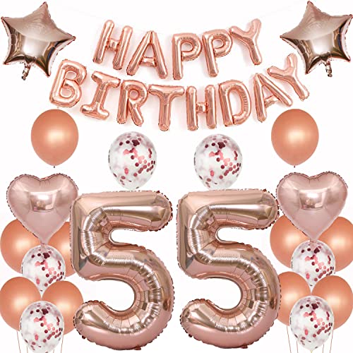 luftballons 55 jahre geburtstag deko rosegold frau,Geburtstagsdeko 55 Jahre frauen Dekoration rosegold folienballon 55. Geburtstag Deko frau happy birthday 55 jahre geburtstag ballon frauen(55) von Crazy-M