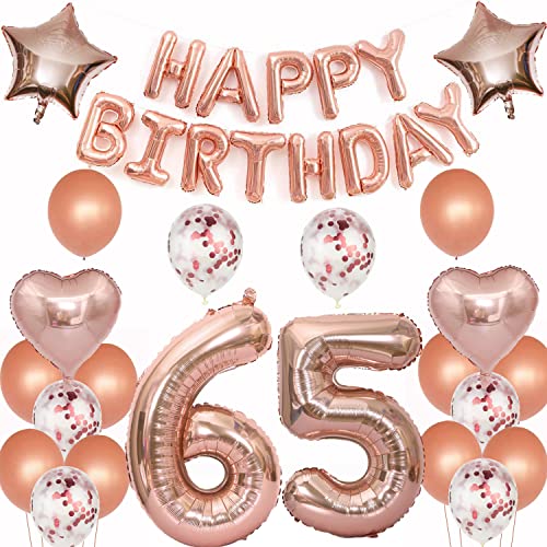 luftballons 65 jahre geburtstag deko rosegold frau,Geburtstagsdeko 65 Jahre frauen Dekoration rosegold folienballon 65. Geburtstag Deko frau happy birthday 65 jahre geburtstag ballon frauen(65) von Crazy-M