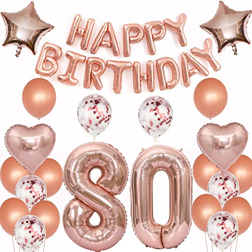 luftballons 80 jahre geburtstag deko rosegold frau,Geburtstagsdeko 80 Jahre frauen Dekoration rosegold folienballon 80. Geburtstag Deko frau happy birthday 80 jahre geburtstag ballon frauen(80) von Crazy-M