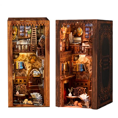 DlY Book Nook Kit - Buchecken-Kit für Erwachsene, dekorative Buchstützen, Miniatur-Puppenhausmodell, LED-Licht, exquisites Dekor & einzigartiger Desian für Kreativität & Buchliebhaber von CreaCare