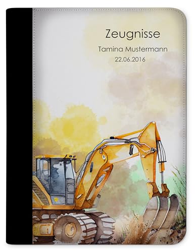 CreaDesign, Kinder Zeugnismappe Jungen personalisiert mit Name, Zeugnismappe Feuerwehr Junge mit 10 Klarsichthüllen, A4, 24 x 31 x 1 cm, Rücken schwarz von CreaDesign