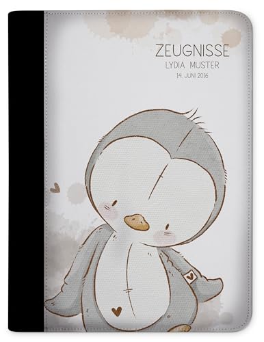 CreaDesign, Kinder Zeugnismappe Jungen personalisiert mit Name, Zeugnismappe Hase/Ente Lieb mit 10 Klarsichthüllen, A4, 24 x 31 x 1 cm, Rücken schwarz von CreaDesign