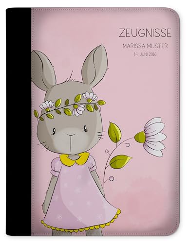 CreaDesign, Kinder Zeugnismappe Jungen personalisiert mit Name, Zeugnismappe Maus Hannelore mit 10 Klarsichthüllen, A4, 24 x 31 x 1 cm, Rücken schwarz von CreaDesign