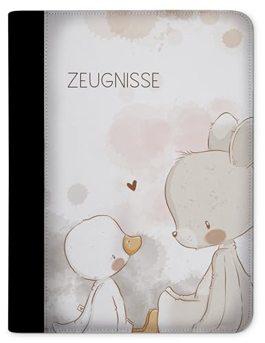 CreaDesign, Kinder Zeugnismappe Mädchen BBF Hase Ente mit 10 Klarsichthüllen, A4, 24 x 31 x 1 cm, Rücken schwarz von CreaDesign