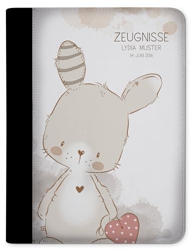 CreaDesign, Kinder Zeugnismappe Mädchen Hase Herz mit 10 Klarsichthüllen, A4, 24 x 31 x 1 cm, Rücken schwarz von CreaDesign