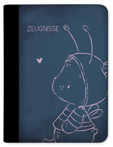 CreaDesign, Kinder Zeugnismappe Mädchen Hummel Bär blau mit 10 Klarsichthüllen, A4, 24 x 31 x 1 cm, Rücken schwarz von CreaDesign