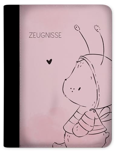 CreaDesign, Kinder Zeugnismappe Mädchen Hummel Bär rosa mit 10 Klarsichthüllen, A4, 24 x 31 x 1 cm, Rücken schwarz von CreaDesign