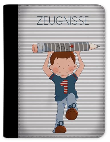 CreaDesign, Kinder Zeugnismappe Mädchen Junge mit 10 Klarsichthüllen, A4, 24 x 31 x 1 cm, Rücken schwarz von CreaDesign