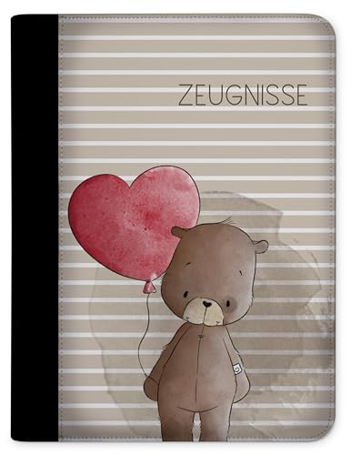 CreaDesign, Kinder Zeugnismappe Mädchen Lieb Bär Bruno mit 10 Klarsichthüllen, A4, 24 x 31 x 1 cm, Rücken schwarz von CreaDesign