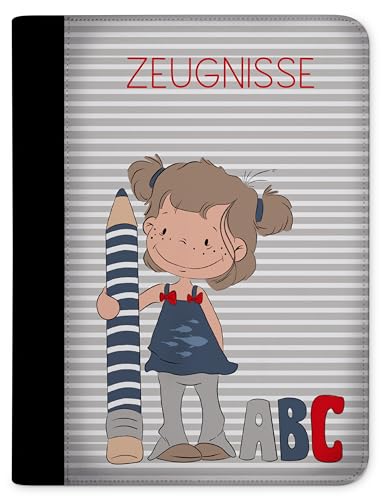 CreaDesign, Kinder Zeugnismappe Mädchen Mädchen mit 10 Klarsichthüllen, A4, 24 x 31 x 1 cm, Rücken schwarz von CreaDesign