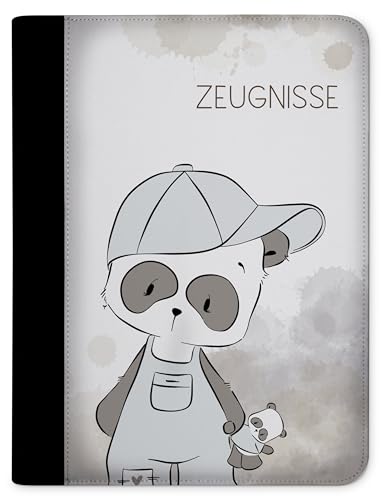 CreaDesign, Kinder Zeugnismappe Mädchen Panda Bär lieb mit 10 Klarsichthüllen, A4, 24 x 31 x 1 cm, Rücken schwarz von CreaDesign