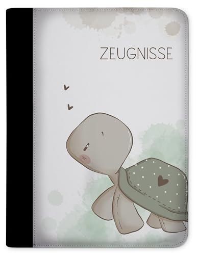 CreaDesign, Kinder Zeugnismappe Mädchen Schildkröte Pepe mit 10 Klarsichthüllen, A4, 24 x 31 x 1 cm, Rücken schwarz von CreaDesign