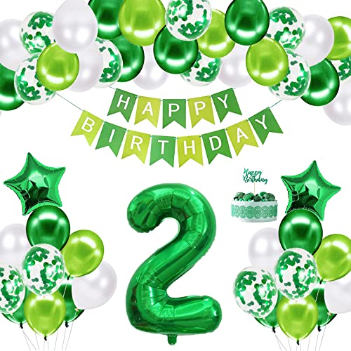 2nd Birthday Decorations Happy Birthday Balloon Set, Age 2 Birthday Party Supplies With Happy Birthday Banner & Star Foil Balloon For Baby Showers Birthday Decor von Creaher