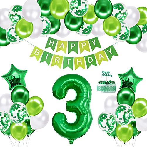 3. Geburtstag Dekorationen Happy Birthday Ballon Set, Alter 3 Geburtstag Party Supplies mit Happy Birthday Banner & Stern Folienballon für Babypartys Geburtstag Dekor von Creaher