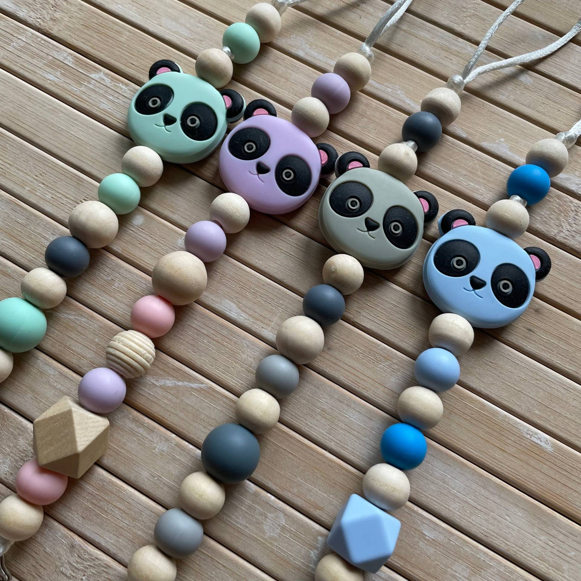 Panda Silikon Schnullerclip, Schnullerkette Mit Panda, Newborn Geschenk, Mam Schnuller von CrealexiaCrafts