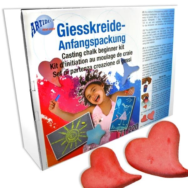 Giess-Kreide Set, mit 5 Kreidefarben auch zum Mischen, Schultafel-Farbe für die eigene Tafel, Giessform von Creartec