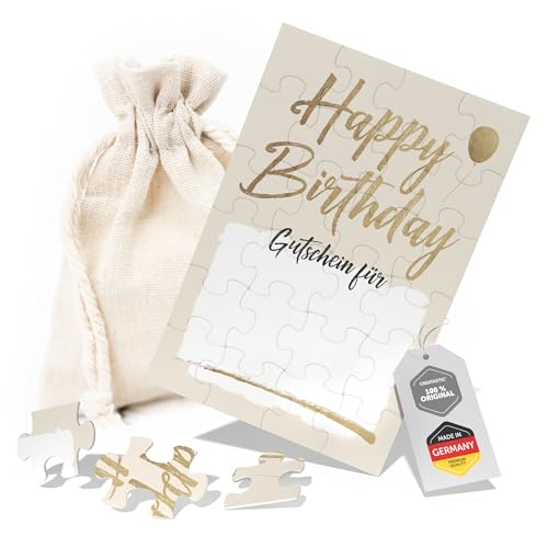 Creatastic® - Gutschein Geburtstag [Puzzle mit Säckchen] 24-teilig DIN A6 | Puzzle Karte Geburtstag | Gutschein zum selber ausfüllen | Geburtstagsgutschein | personalisierte Geburtstagskarte Frau von Creatastic