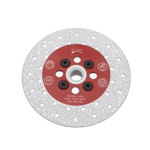 Create idea 1 x Diamant-Trennscheibe 125mm x M14 Doppelseitig Vakuumgelötete Diamantklinge Klingenbreite 23mm Diamantkörnung 45/50 für Winkelschleifer für Marmor Granit Beton Porzellan Fliesen von Create idea