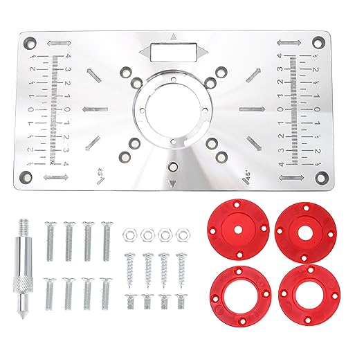 Create idea Frästisch-Einsatzplatte, kompatibel mit Makita-Fräsen, Aluminiumlegierung, Trimmmaschine mit 4 x Fräser-Einsatzringen, 1 x Befestigungsschrauben von Create idea