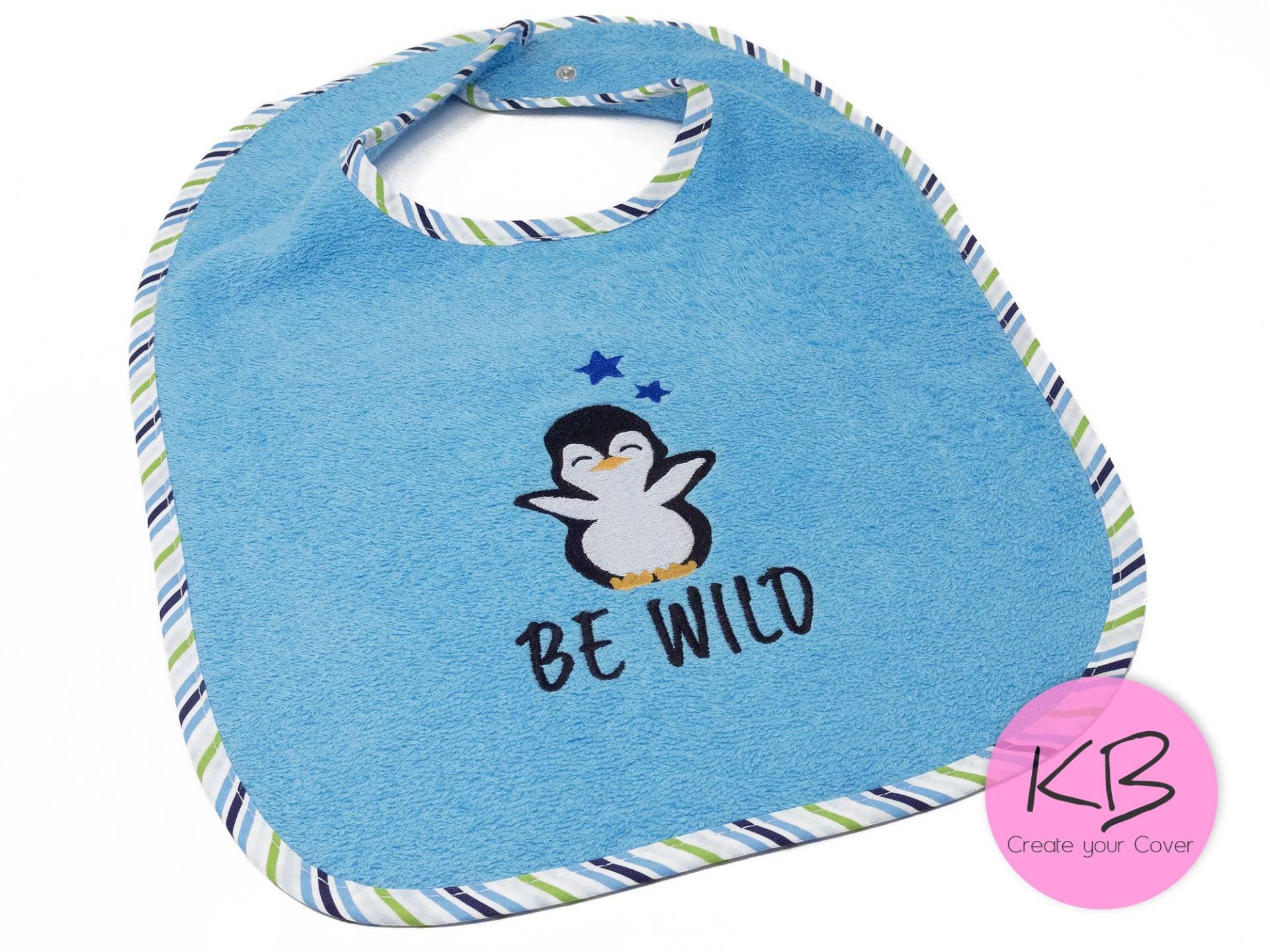 Lätzchen Mit Druckknopf, Namen Und Motiv Pinguin Bestickt, Babylätzchen Personalisiert, Kleines Geschenk Zur Geburt, Latz Für Baby von CreateyourCover