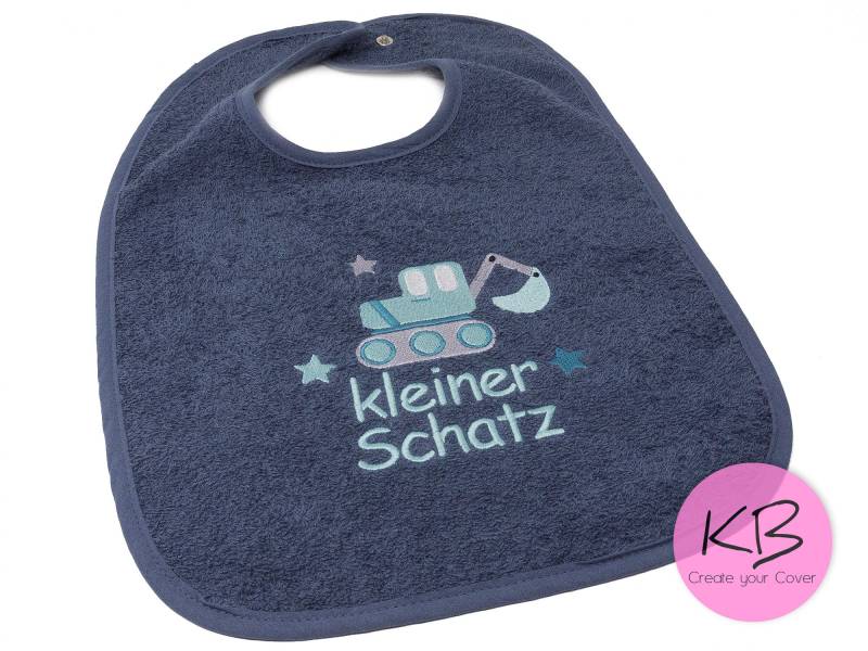 Lätzchen Mit Druckknopf Namen Und Motiv Bagger Bestickt, Kleines Geschenk Zur Geburt, Taufe, Babyparty, Babylatz Personalisiert, Lätzchen von CreateyourCover