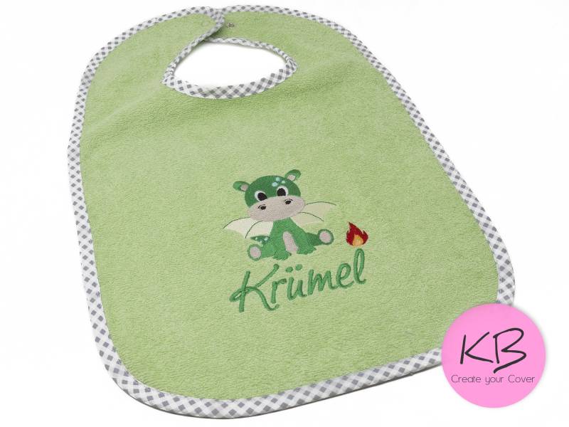 Lätzchen Mit Druckknopf Namen Und Motiv Drache Bestickt, Geschenk Zur Taufe, Babylätzchen Personalisiert, Latz Namen, Babyparty von CreateyourCover