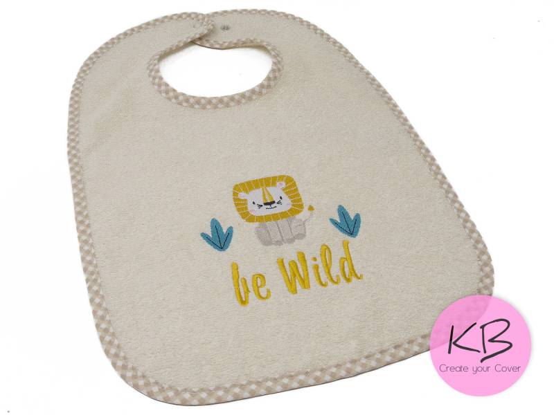 Lätzchen Mit Druckknopf Namen Und Motiv Löwe Bestickt, Geschenk Zur Geburt, Taufe, Babyparty, Babylätzchen Personalisiert, Latz von CreateyourCover