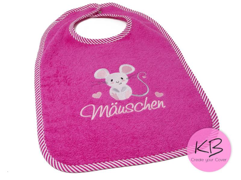 Lätzchen Mit Druckknopf Namen Und Motiv Maus Bestickt, Geschenk Zur Taufe, Babylätzchen Personalisiert, Latz Namen, Babyparty, Geburt von CreateyourCover