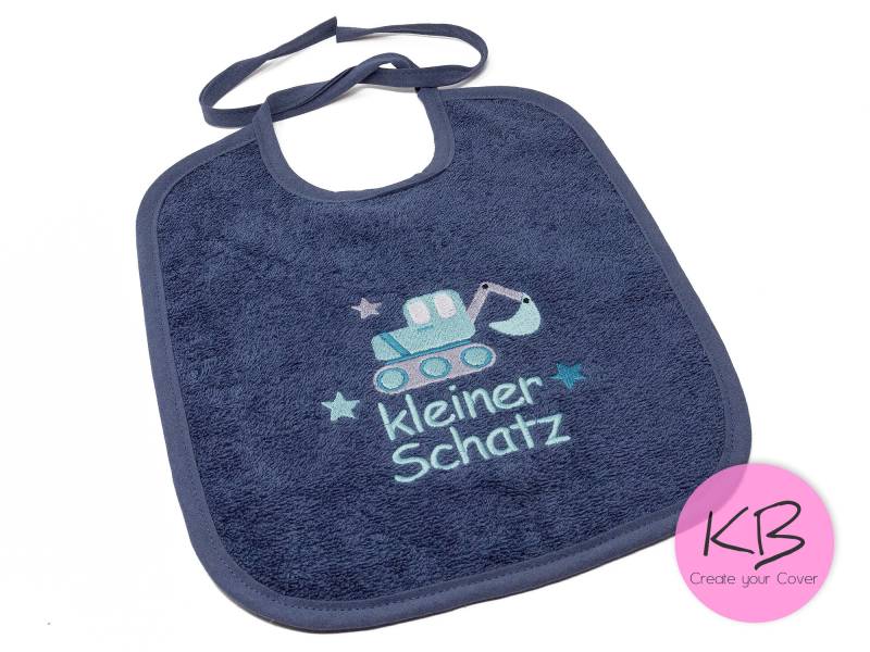 Lätzchen Zum Binden Mit Namen Und Motiv Bagger Bestickt, Babylatz Personalisiert, Kleines Geschenk Zur Geburt, Latz Namen, Taufe von CreateyourCover