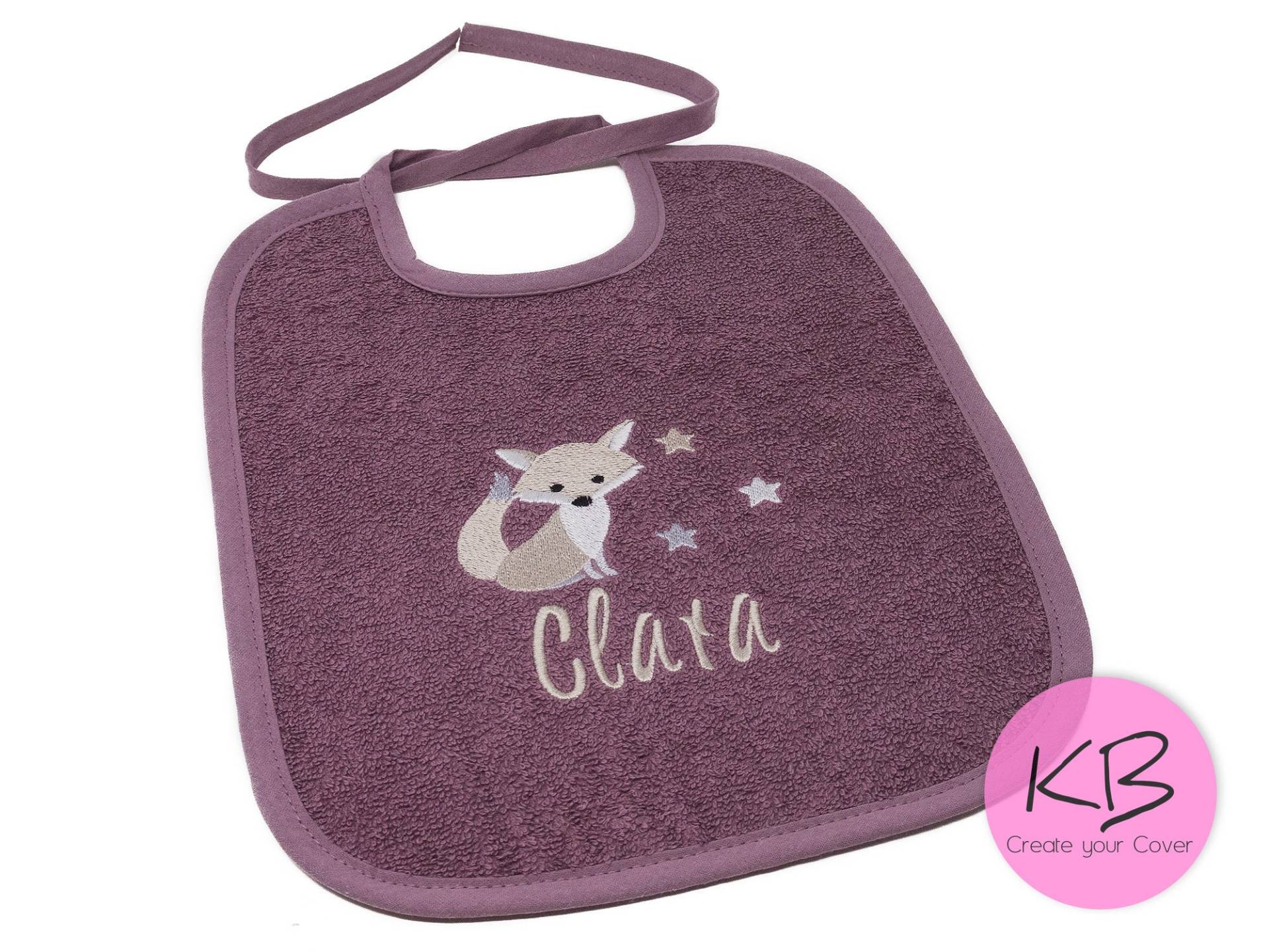 Lätzchen Zum Binden Mit Namen Und Motiv Fuchs Bestickt, Geschenk Zur Geburt, Taufe, Babyparty, Babylätzchen Personalisiert, Lätzchen von CreateyourCover