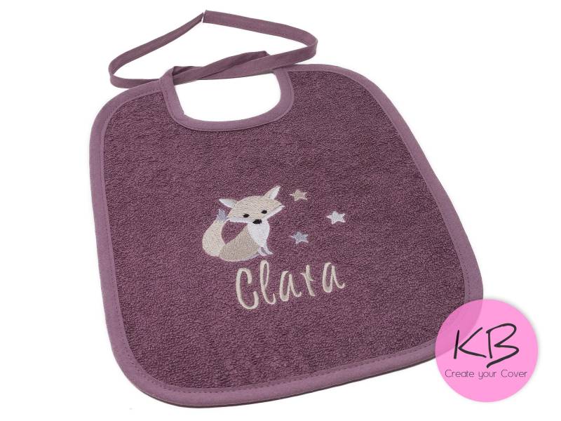 Lätzchen Zum Binden Mit Namen Und Motiv Fuchs Bestickt, Geschenk Zur Geburt, Taufe, Babyparty, Babylätzchen Personalisiert, Lätzchen von CreateyourCover