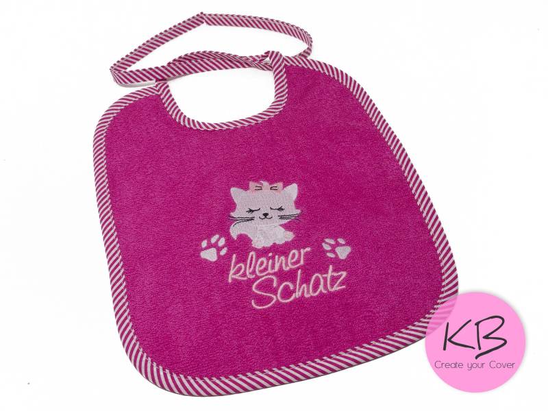 Lätzchen Zum Binden Mit Namen Und Motiv Katze, Geschenk Zur Geburt, Babyparty, Taufgeschenk, Babylätzchen Personalisiert von CreateyourCover